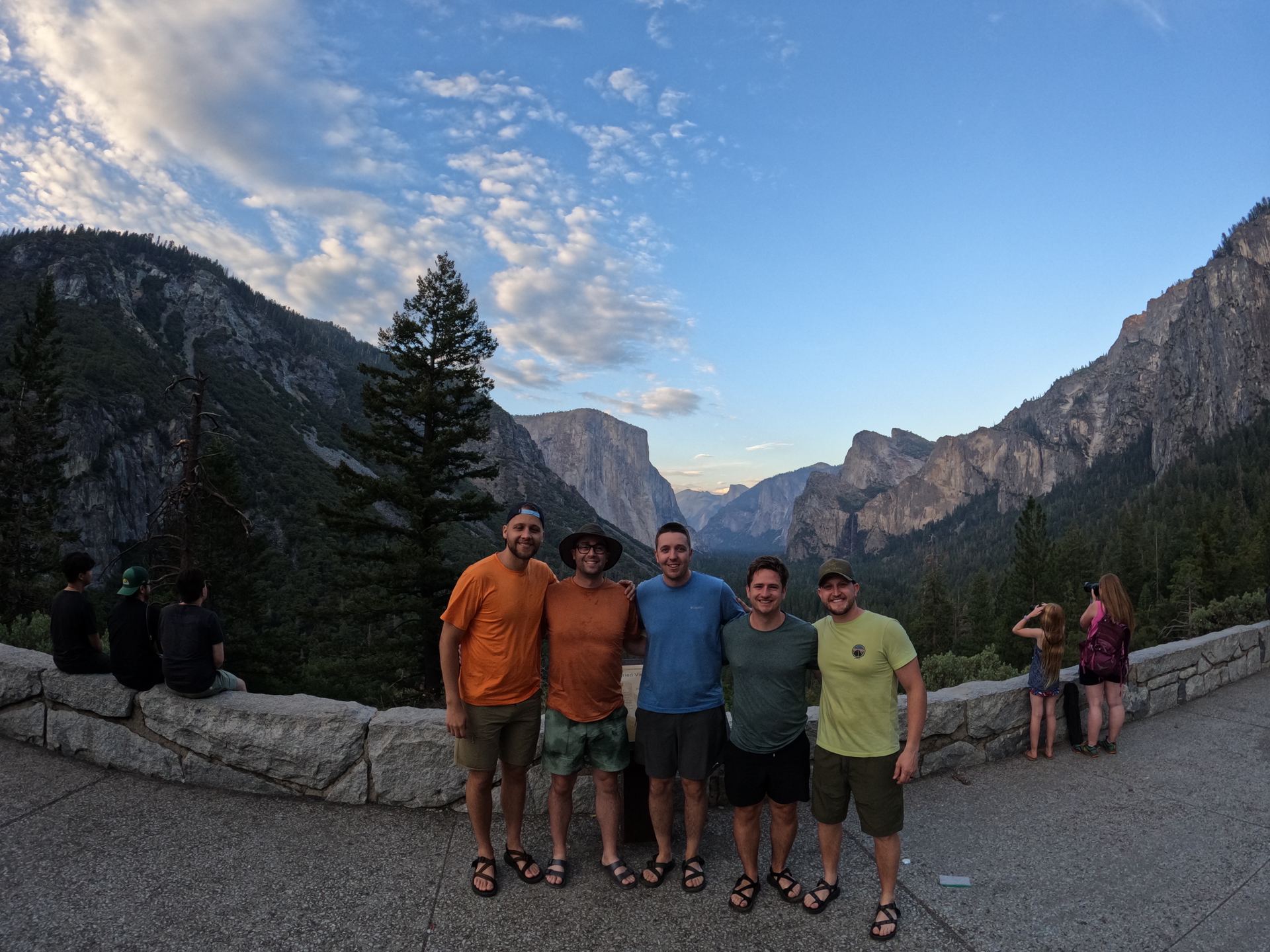 The crew at Yosemite Valley at sunset